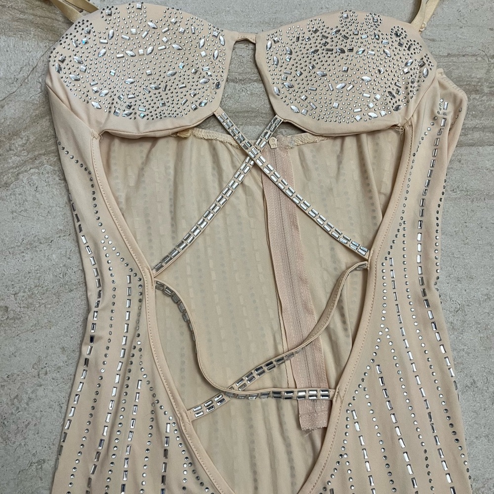 Beige Embellished Dress